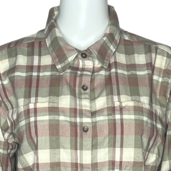 Royal Robbins‎ Shirt Womens Large Green Purple Plaid Thermotech Flannel Heritage - Picture 5 of 9